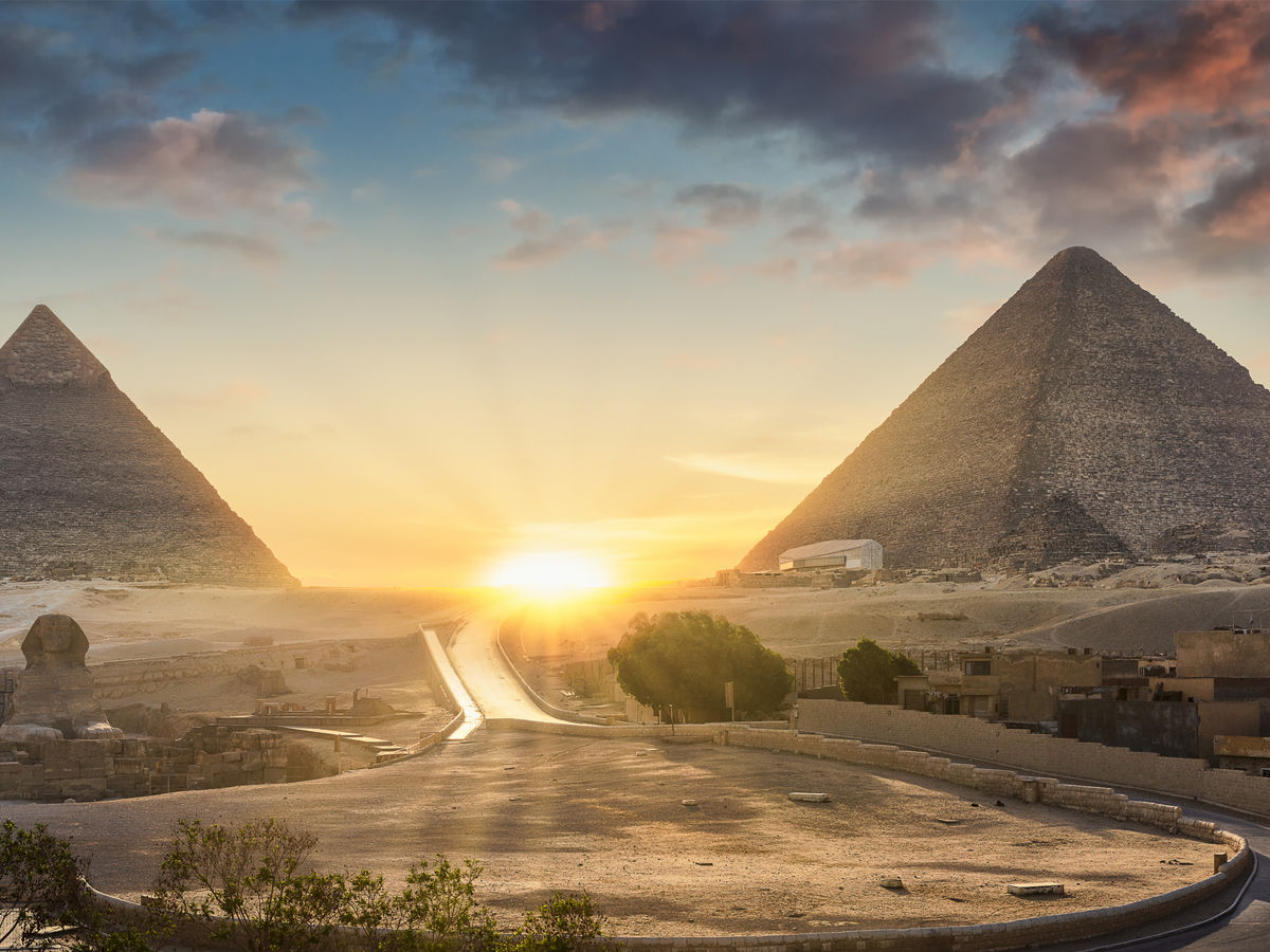 sunset of pyramids