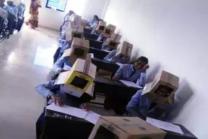 Children wore cardboard on copying