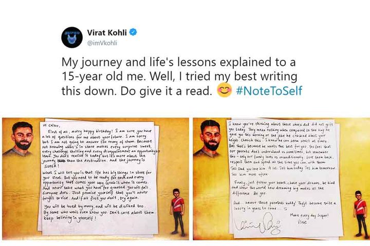 Virat Kohli's message to himself on his 31st birthday