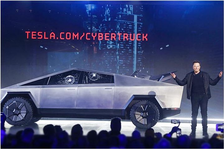 Tesla on Thursday unveiled its first electric pickup truck that looked like a futuristic