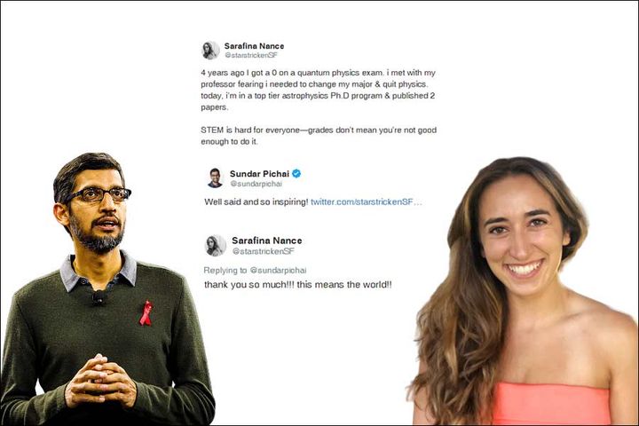 Sunder Pichai applauds woman on Twitter who scored 0 in quantum physics exam Sunder Pichai applauds woman on Twitter who scored 0 in quantum physics exam