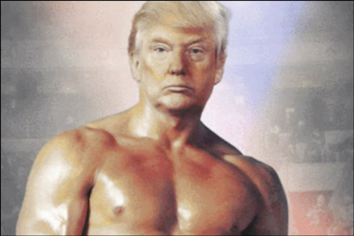 Trump posts photoshopped bare-chested photo on Twitter