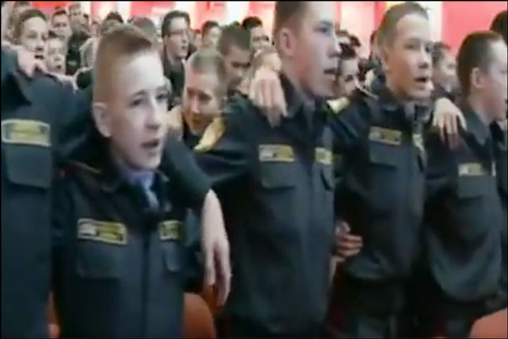 Army shared a video that shows military cadets from Russia singing
