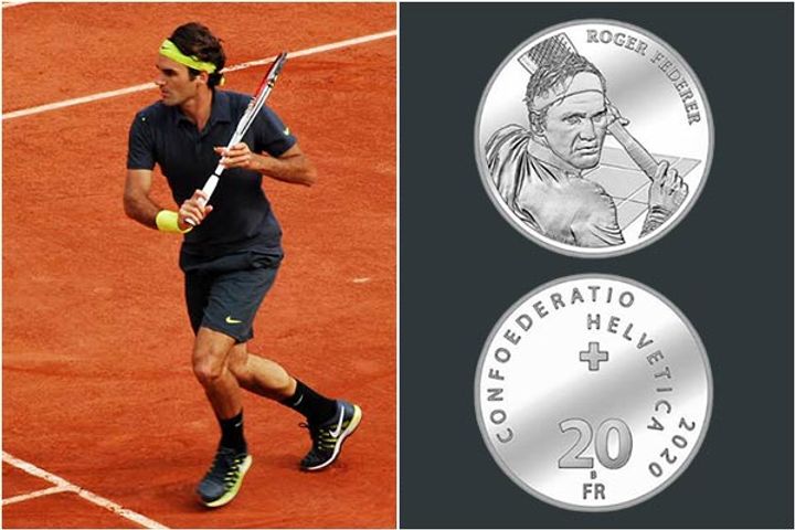 Swiss government launches 20 franc coin in honor of tennis player Roger Federer