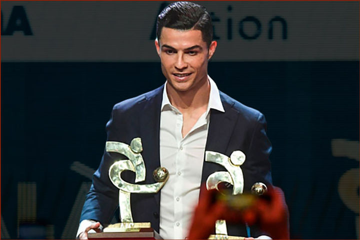 Football star Cristiano Ronaldo won the Serie A player of the year award and was named