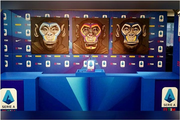 No To Racism posters feature 3 monkeys with painted faces