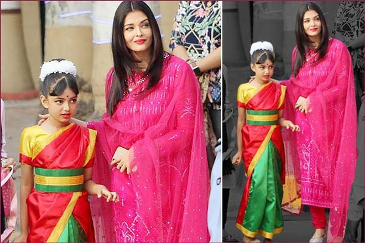 Aaradhya Bachchan sari look in school function