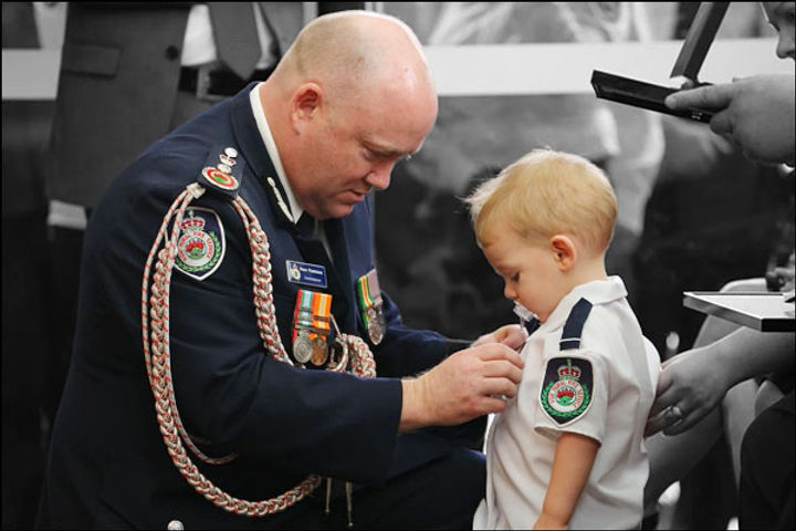  Harvie Keaton Son of firefighter Geoffrey Keaton awarded medal at funeral