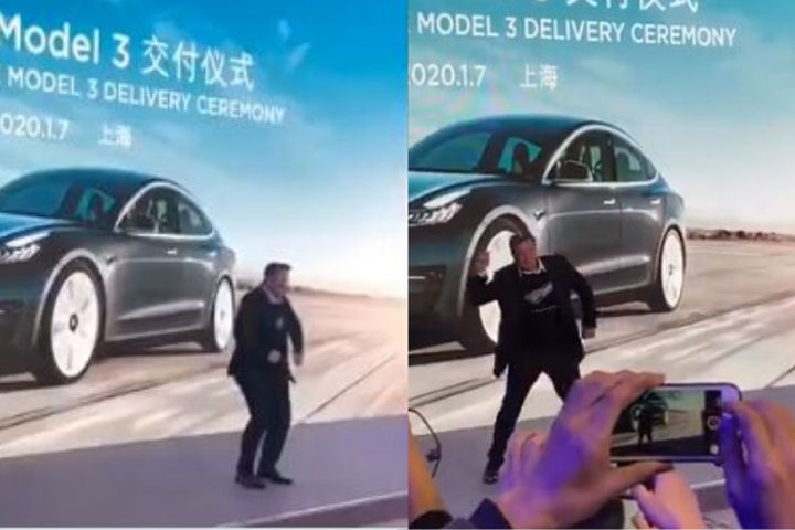 Elon Musk dances to celebrate first deliveries of made in China Tesla vehicles