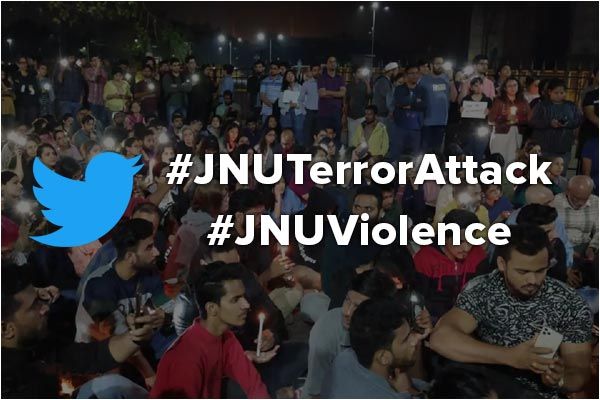 JNUTerrorAttack top hashtag associated with JNU in top 10 tweeter trending