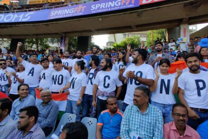 Fans chant Modi Modi after few protests against CAA during India Australia match
