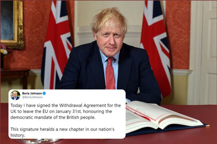 Boris Johnson signs Brexit withdrawal deal