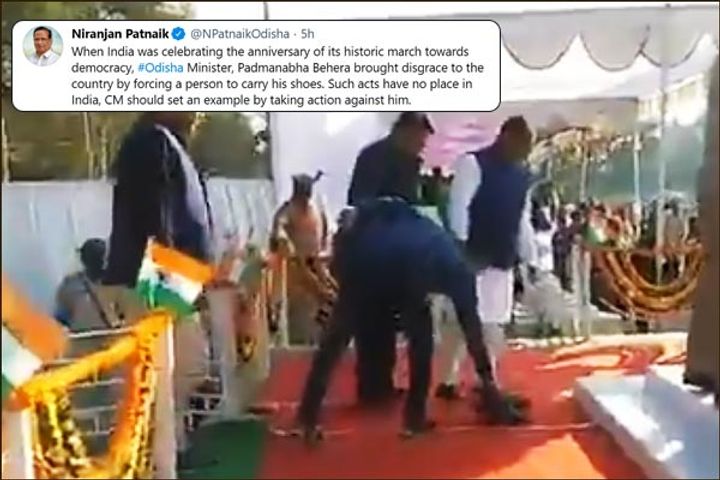Video shows man holding Odisha minister shoes during Republic day