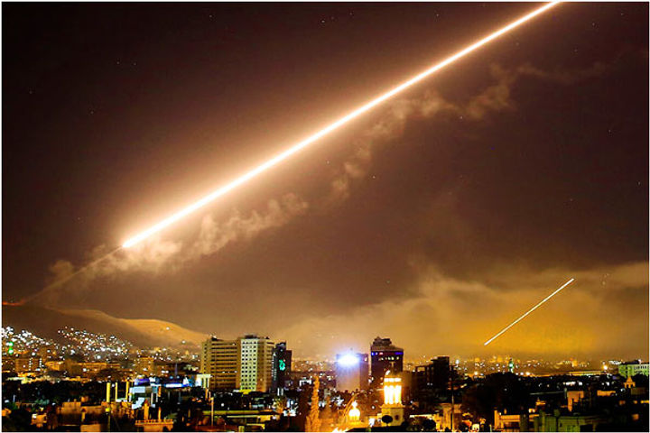 Israeli missile caught in the sky by Syrian Air Defense Interceptor