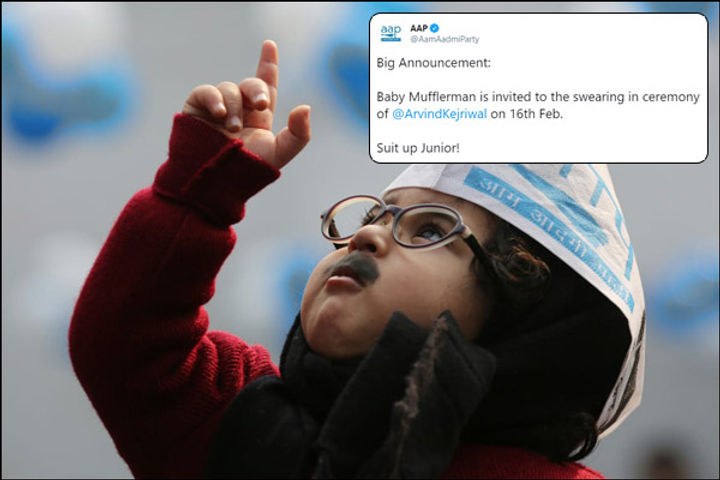 Baby Mufflerman invited to the swearing-in ceremony of Arvind Kejriwal after massive victory