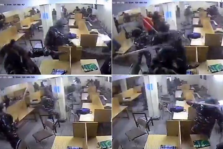 CCTV footage shows Delhi police beating Jamia students in the library over CAA protests
