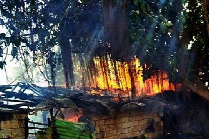 Three children died in a fire in a laborers family hut in Hanumangarh