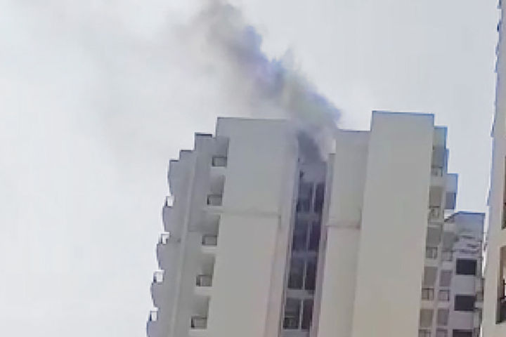 Massive fire breaks out at Elegant Ville Society in Greater Noida West 50 people trapped