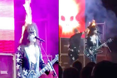 Hairball Lead Singer Bobby Jensen Hair Catches Fire During Show