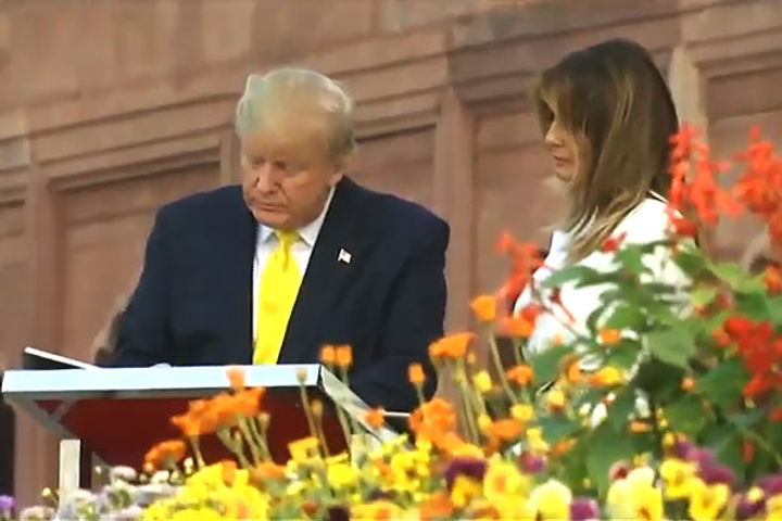 Donald Trump reaches Taj Mahal alongside wife Melania