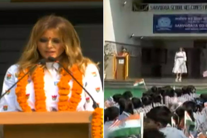 Melania Trump attends 'happiness class' with students at Delhi govt school