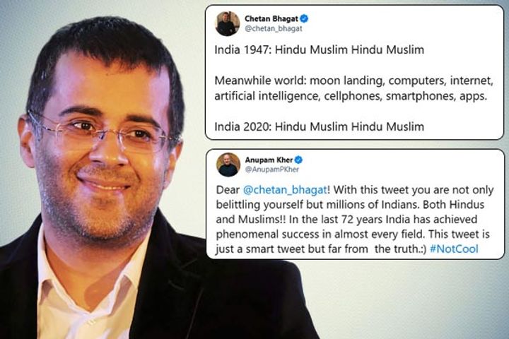 Chetan Bhagat  tweet on India 2020 stirs a row  Anupam Kher says Not Cool 