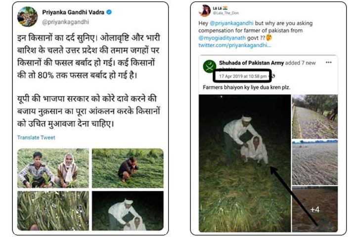 Priyanka Gandhi tweets pictures of Pak farmers to attack Yogi govt  deletes tweet after getting trol