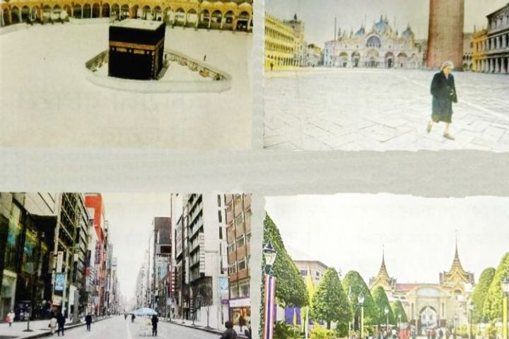 Corona virus effect  Mecca  St. Mark Square crowds disappear from Grand Royal Palace