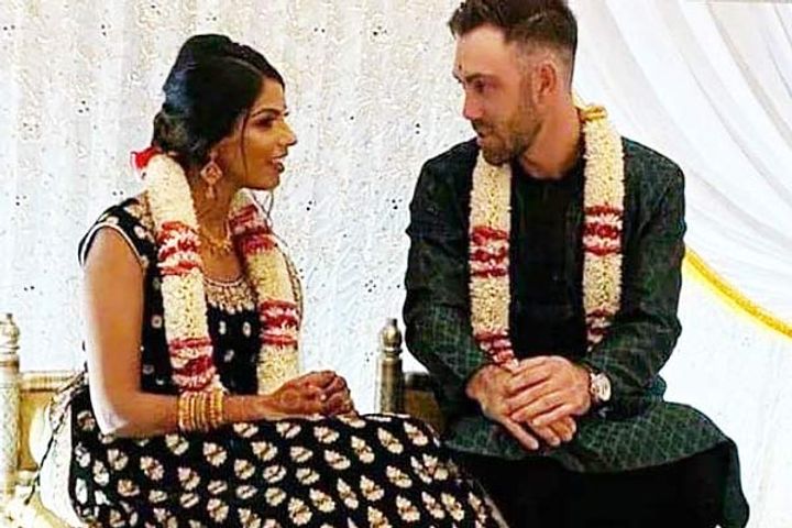 Glenn Maxwell and Vini Raman celebrate their engagement in traditional Indian style