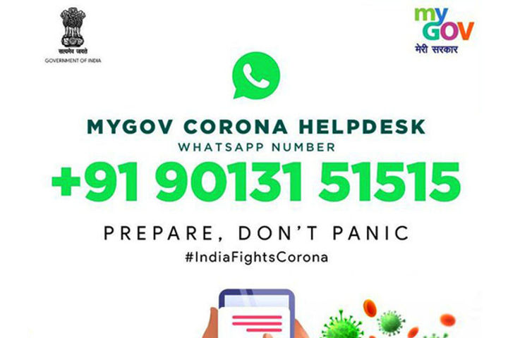 Govt launches MyGov Corona Helpdesk on WhatsApp to fight coronavirus