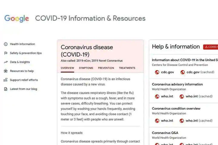 Coronavirus Information Website  Google new website launched  offers all the latest info on Covid 19