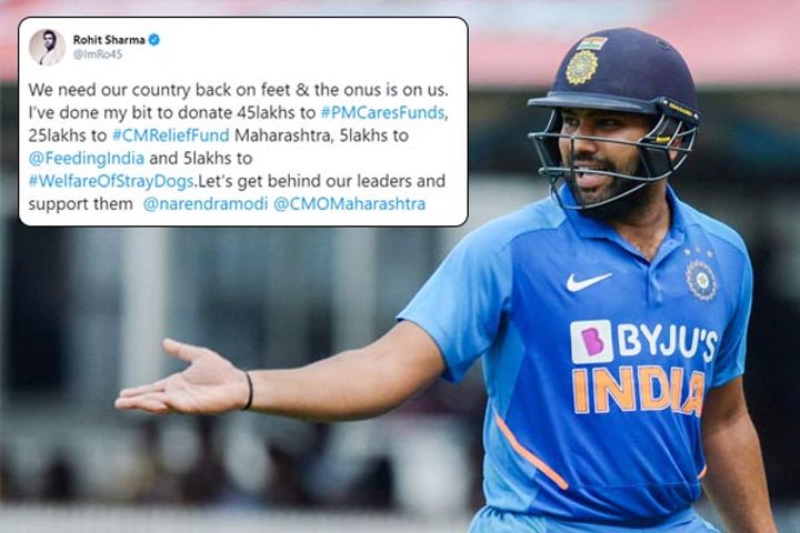 Rohit Sharma donates Rs80 lakh in fight against the pandemic