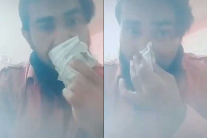 Man who cleansed nose with notes arrested, made video