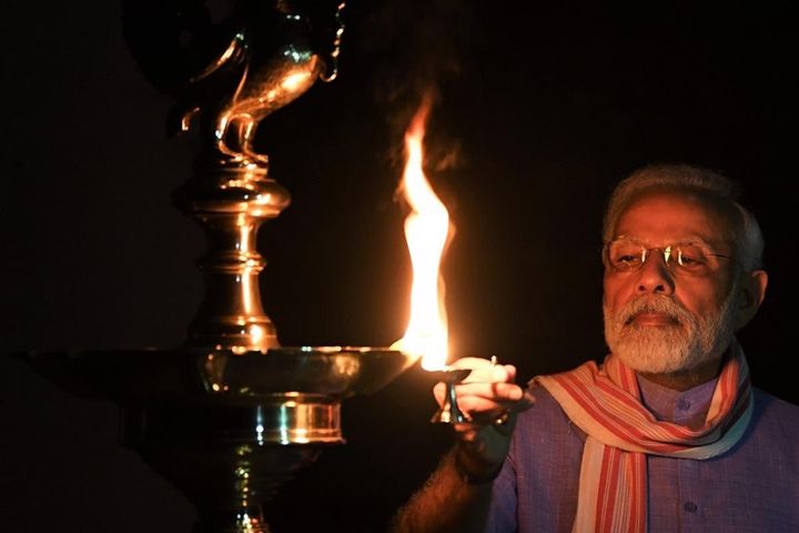 PM Modi shared photos of his Lights Out moment captioned it with Sanskrit Shloka 
