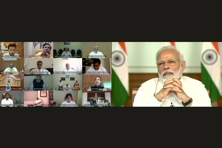 Prime Minister Modi talks to opposition MPs through video conferencing on Corona crisis