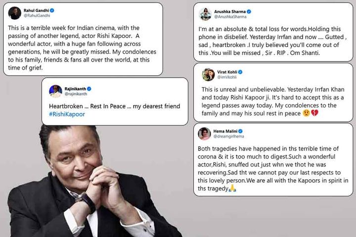 A wave of mourning over the death of Rishi Kapoor veterans said this