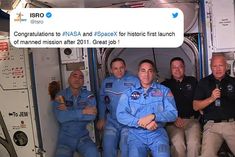 Indian Space Research Organisation congratulates NASA SpaceX for historic launch