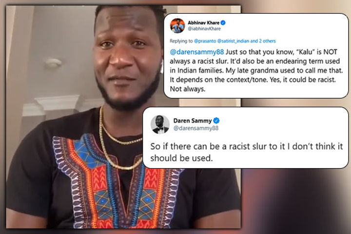 An Indian Twitter user tweets Kalu is not always a racist slur Darren Sammy responds