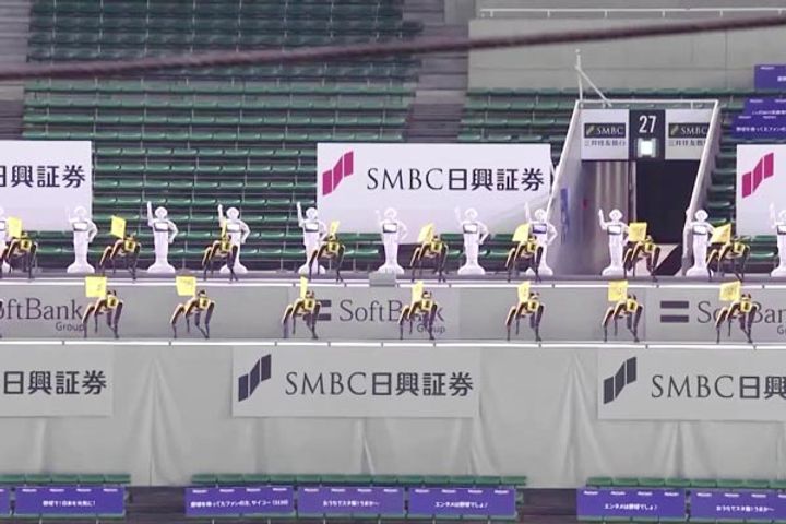 Dancing robots replace fans at Japanese post-COVID-19 baseball game