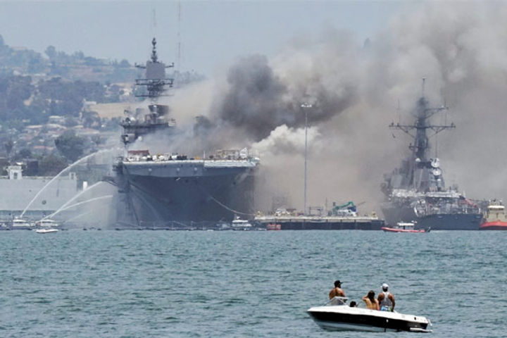 Ship fire stationed at San Diego base 21 people injured