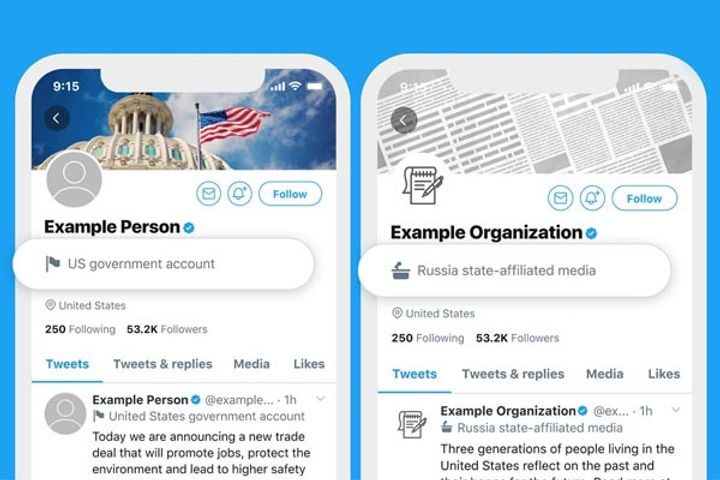 Twitter adds lable to accounts related to govt officials and state-affiliated media