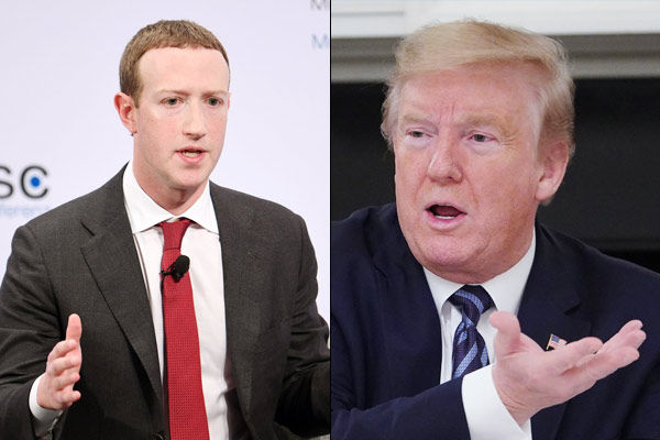 Facebook CEO Mark Zuckerberg and  US President Donald Trump