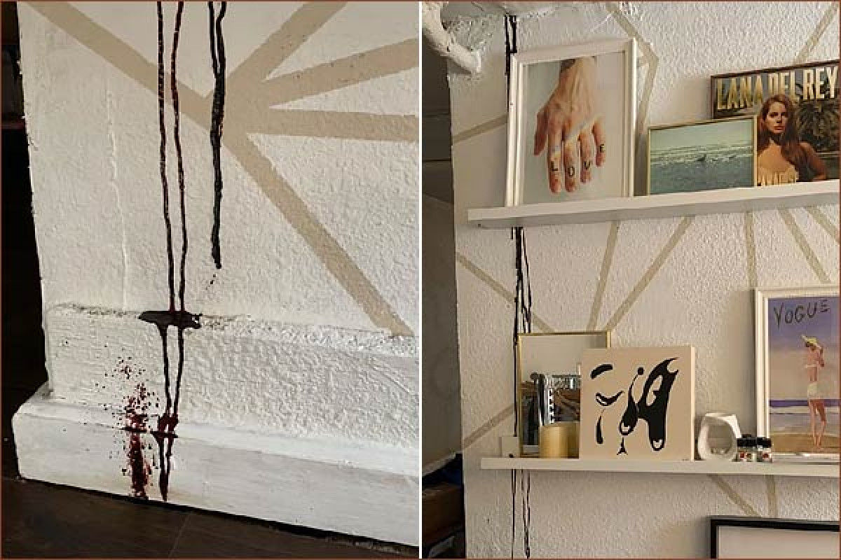 Mystery black substance running down wall turns out to be blood from upstairs