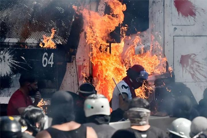 Churches burnt as Chile protest anniversary turns violent