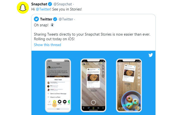 Twitter Users Now Share Tweets Directly On Snapchat Stories Instagram Support Coming Soon