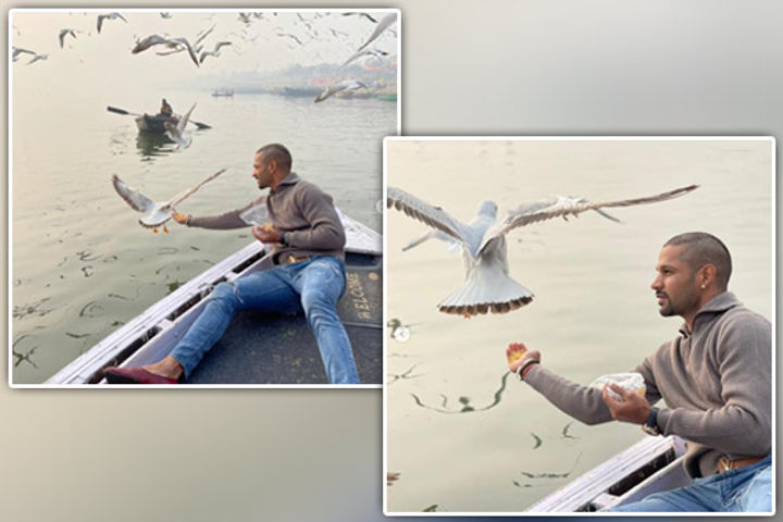 Shikhar Dhawan feeds birds in Varanasi, case filed Shikhar Dhawan feeds birds in Varanasi, case filed