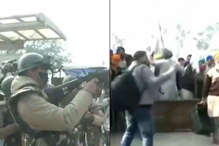 Stoned At Singhu Border Farmers Police Lathi Charge Tear Gas Shells