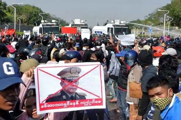 Police firing during protest in Myanmar