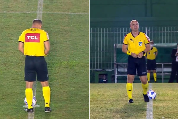 Football referee urinates on field just before a cup match in Brazil