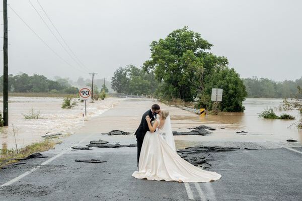 Pregnant bride caught in NSW floodwaters